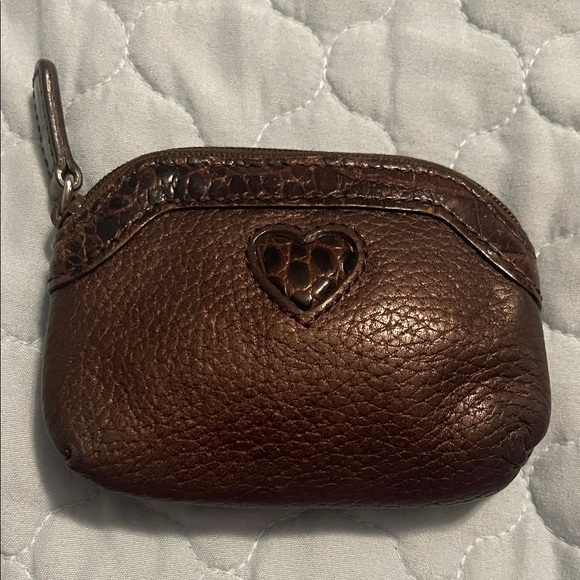 Brighton Dark Brown Leather Coin Pouch with Heart Detail - Picture 1 of 3